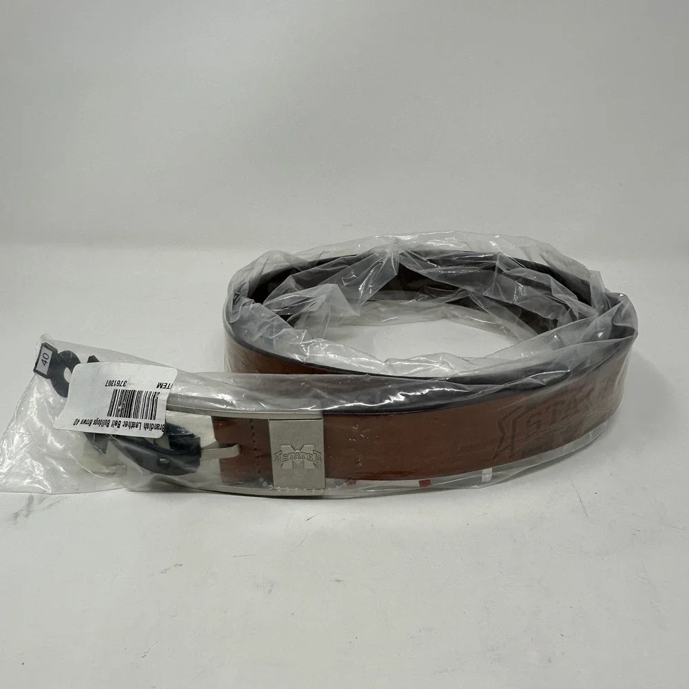 Mississippi State Bulldogs Mens Belt 40 Brown Leather MSU Embossed Logo College